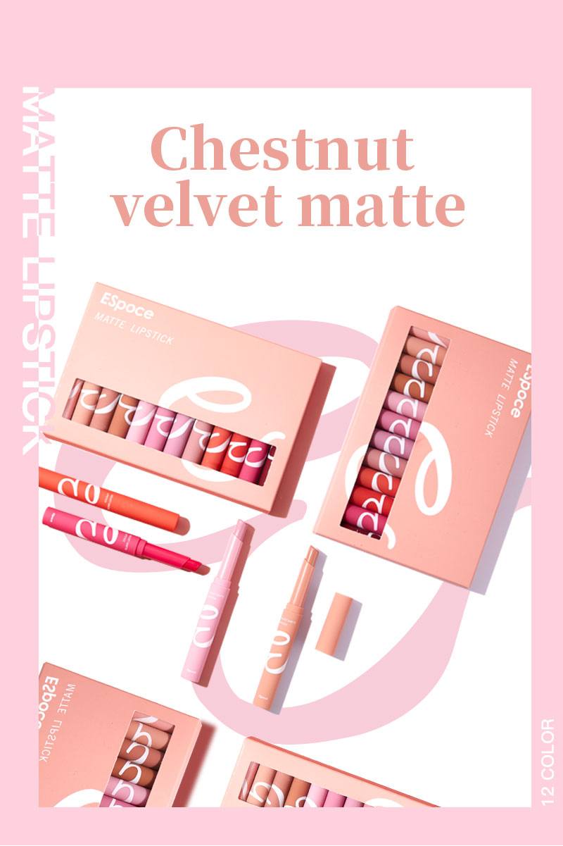 12 Colors/Set Matte Lipstick Waterproof Professional Makeup Full Portable Lip Glaze for Make Up Tint Lip Gloss Flash Cosmetic