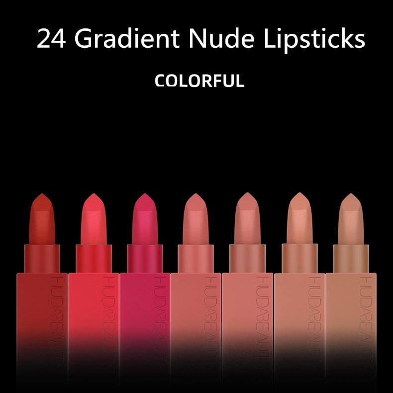 12 Bullet Lipstick Set Matte Pearlescent Velvet Foggy Long-Lasting Color Non-Stick Cup Waterproof Moisturizing Fine Lip Makeup