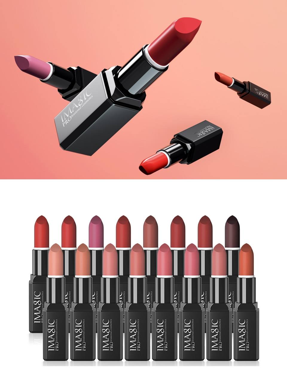 IMAGIC Waterproof Glossy Lipstick Smooth Moisturizer Pigment Woman Lipsticks Pintalabios Natural 16 Colors Batom Lip Makeup