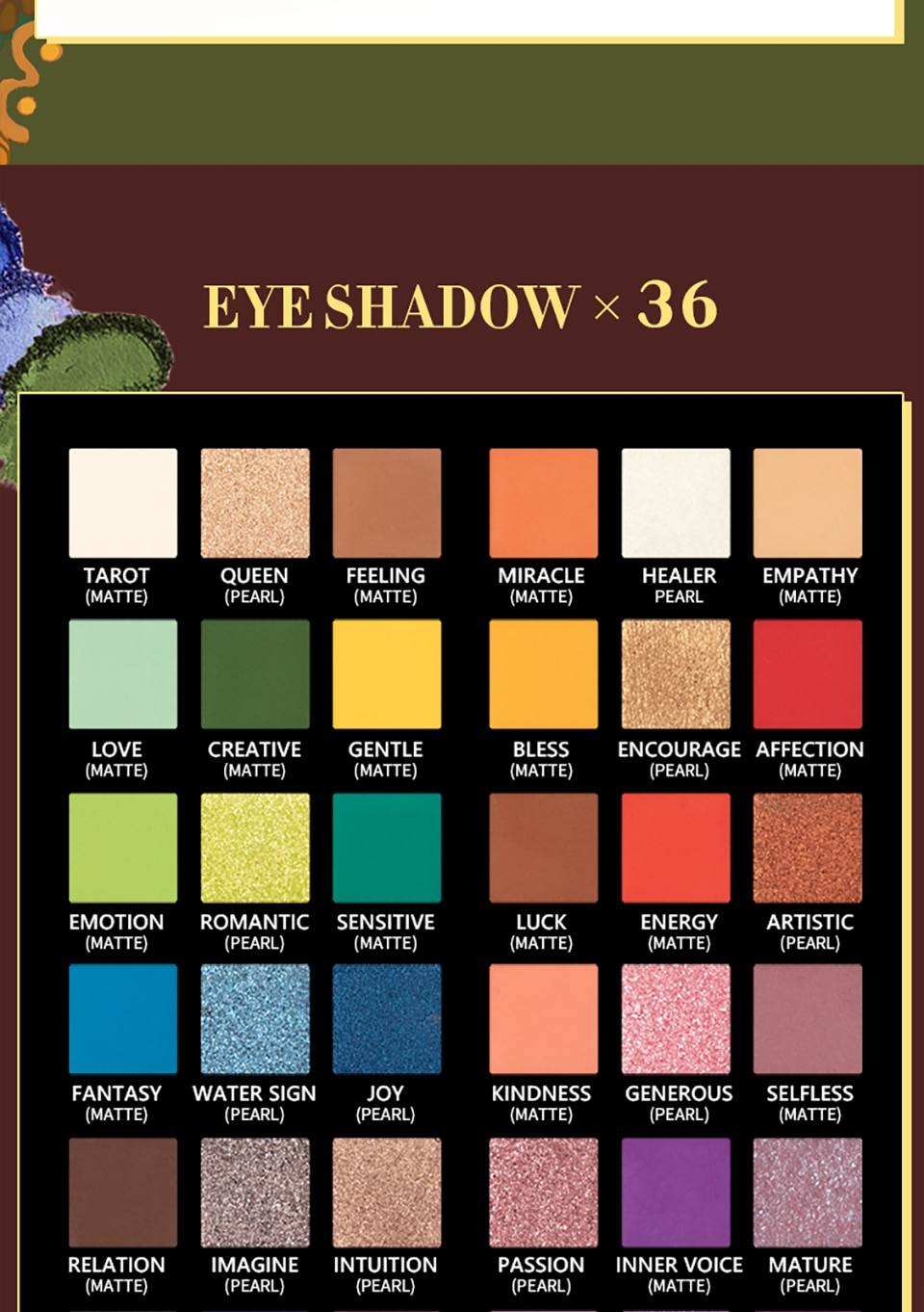 IMAGIC 36 colors makeup eyeshadow palette matte pearlescent glitter eyeshadow palette metallic gloss nude eye pigment cosmetics