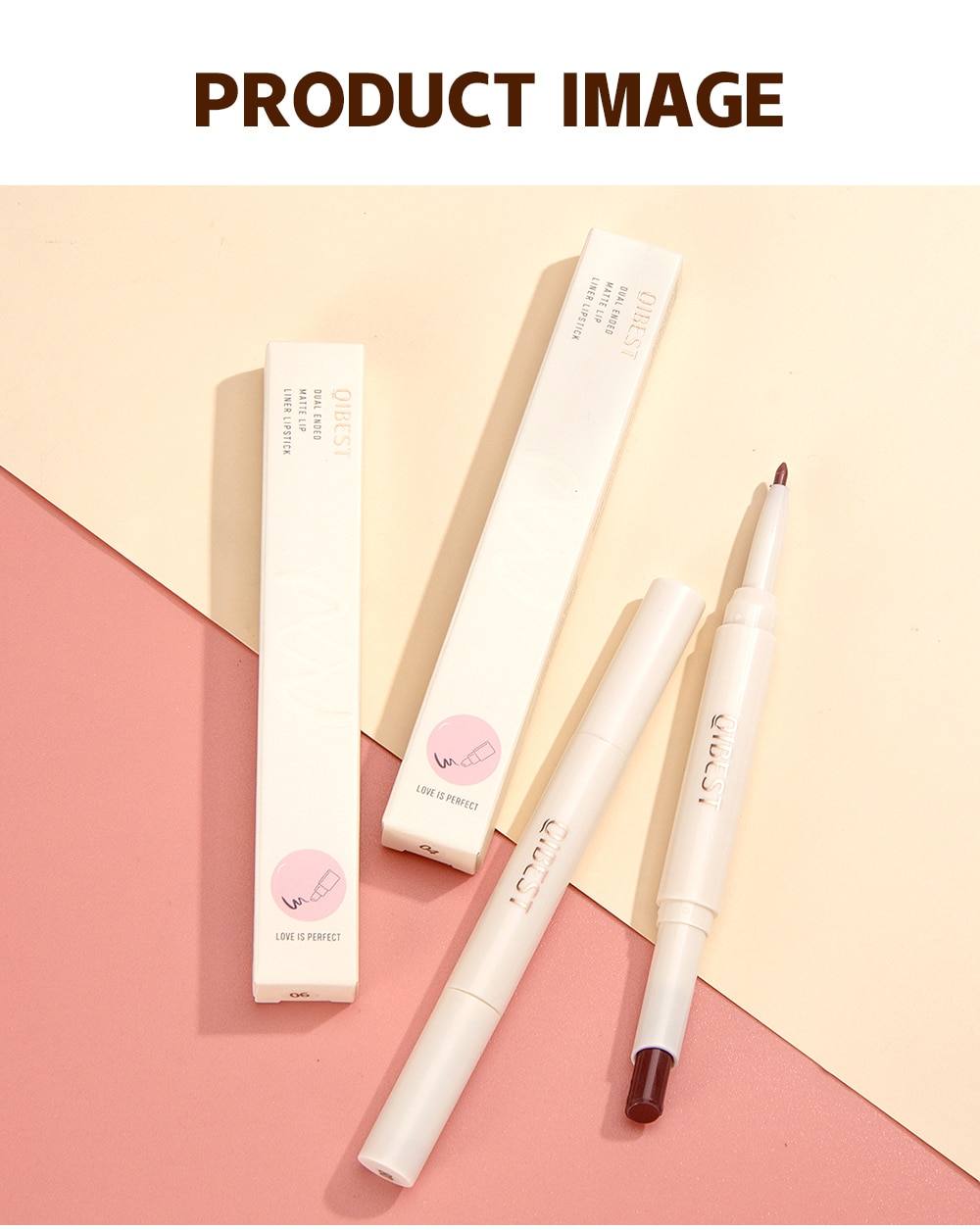 QIBEST 2 In 1 Waterproof Matte Lipstick Pencil Lip Liner