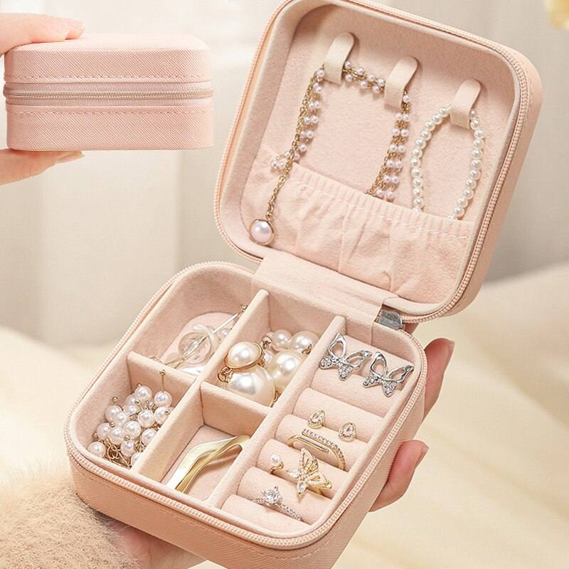 Jewelry Box Portable Leather Jewelry Organizer Box