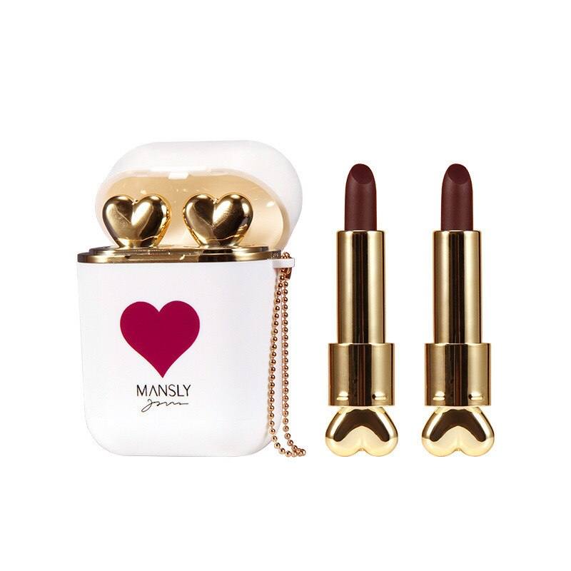 Waterproof  Earphone Lipsticks Velvet Matte Red Lip Stick Moisturizing Lipsticks Makeup Cosmestic 2pcs/set