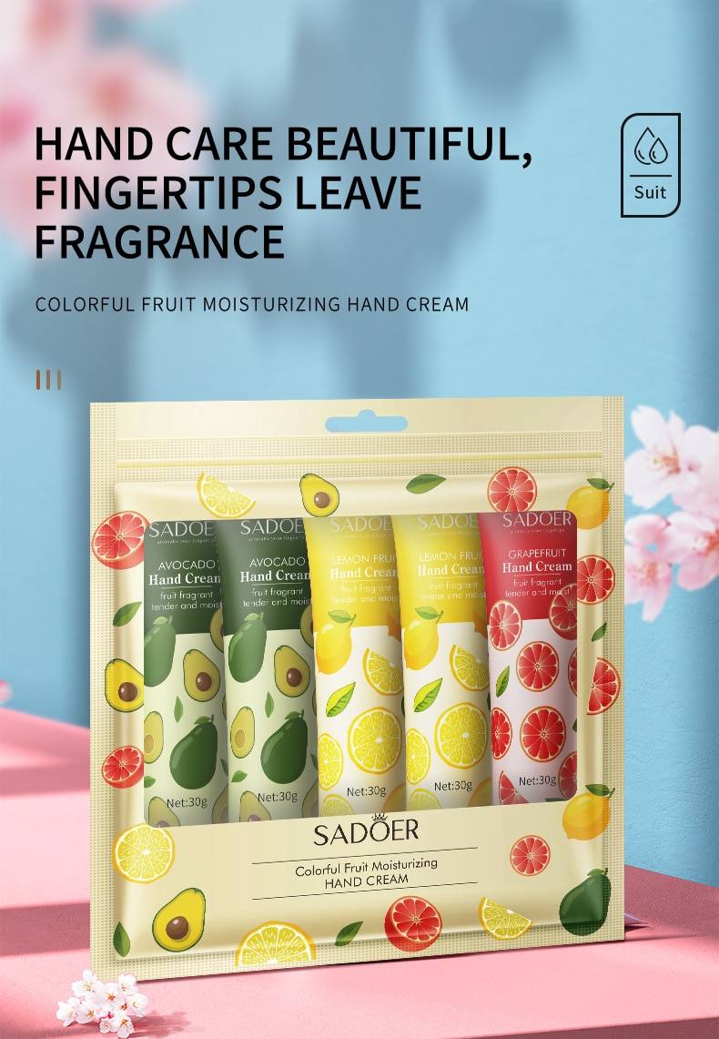 5Pcs/Lot Fruit Plant Extract Fragrance Hand Cream Set