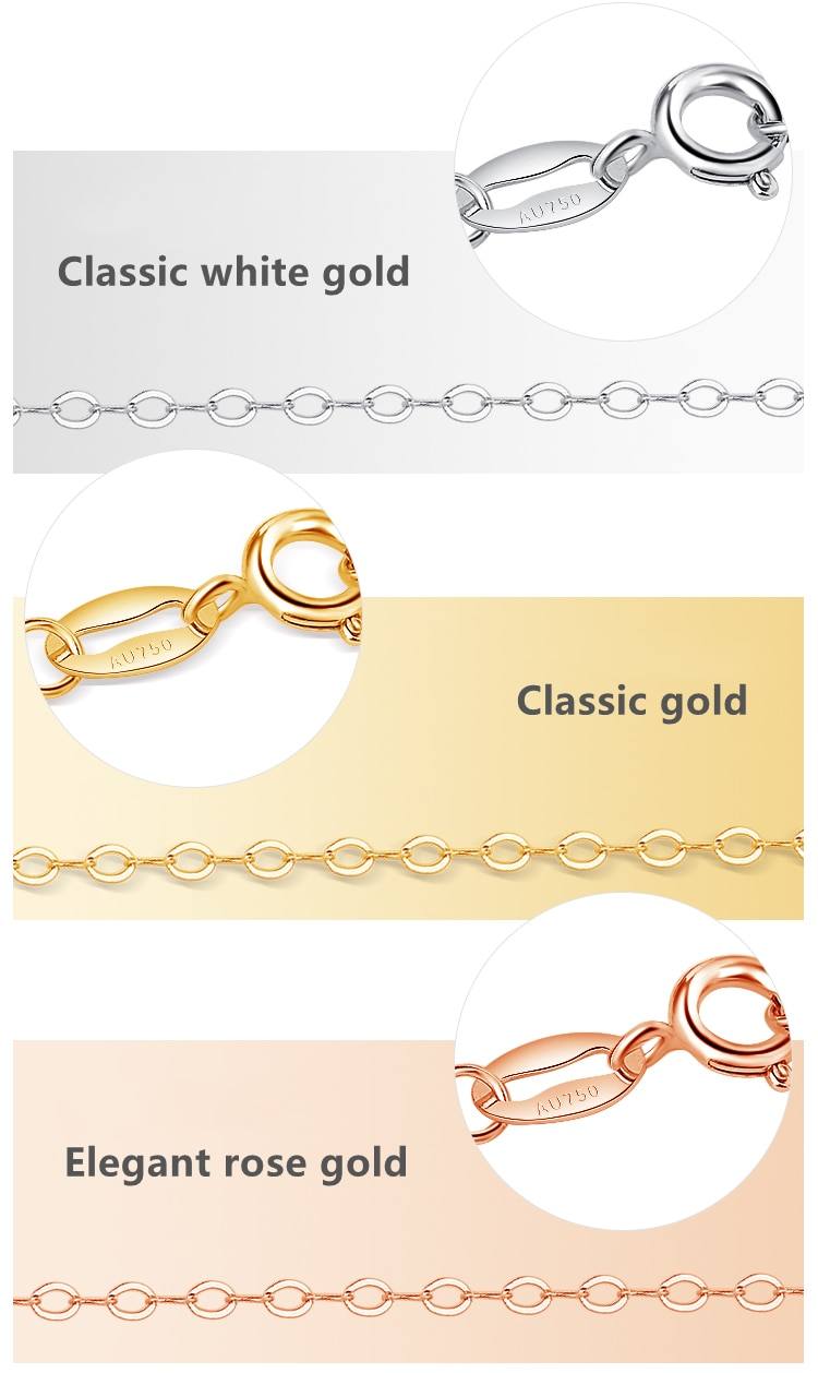 VITICEN Authentic 18K Gold Necklace Women's Gold White Gold Rose Gold Au750 O Word Chain Hundred Match Pendant Clavicle Chain