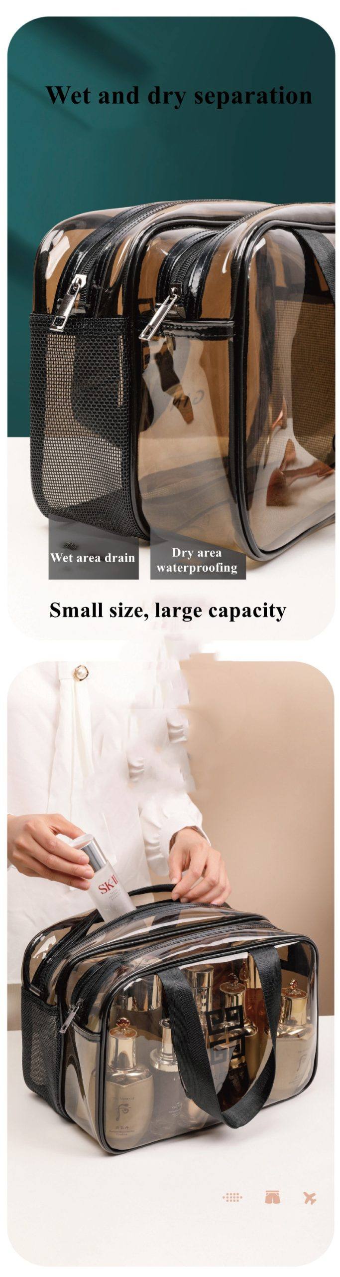 Women Portable Travel Wash Bag Female Transparent Waterproof