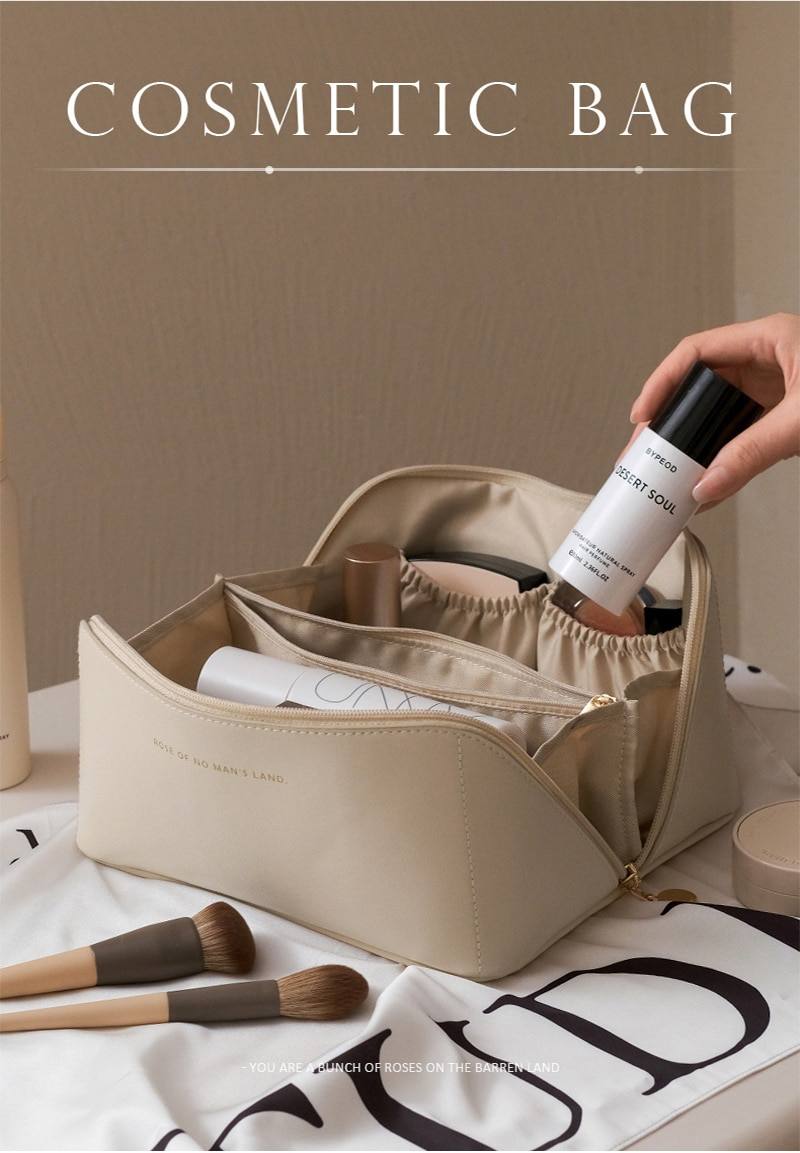Large Pu Leather Travel Cosmetic Bag for Women Cosmetic Organizer