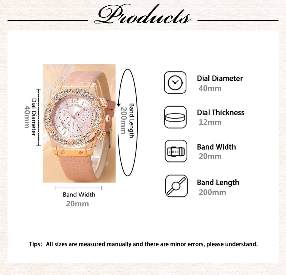Watches Set Luxury Rhinestone Women Fashion Elegant Wristwatch