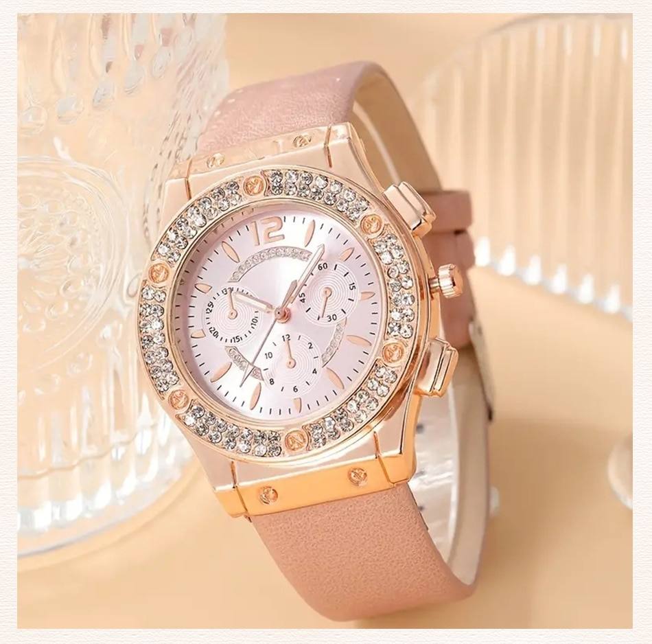 Watches Set Luxury Rhinestone Women Fashion Elegant Wristwatch