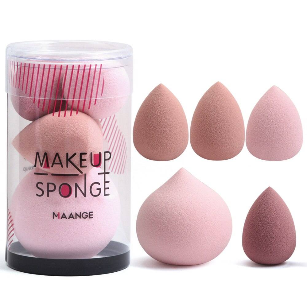 Maange 5 PCs Mini Cosmetic Egg Wet and Dry Dual Use Foam Large Powder Puff Makeup Tools