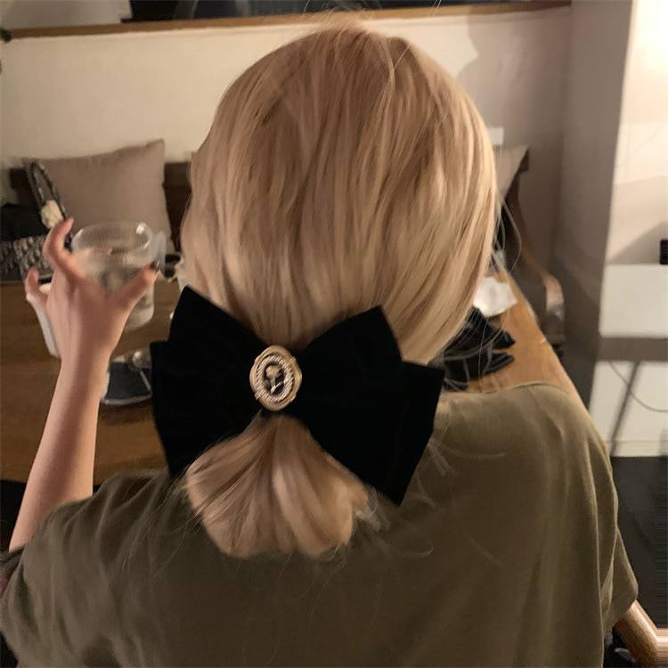 New Black Velvet Bow Hair Pins