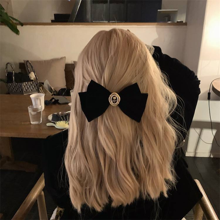 New Black Velvet Bow Hair Pins
