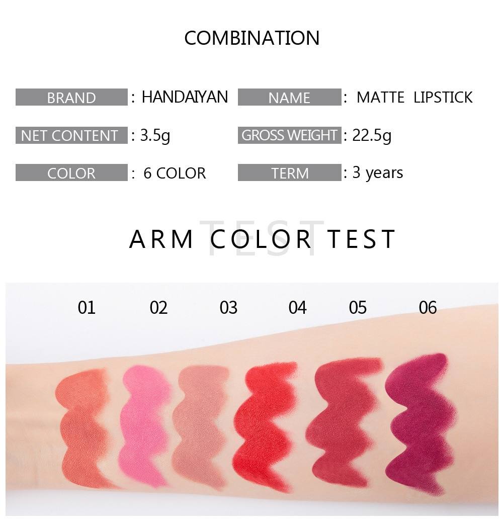 HANDAIYAN 6 Colors Matte Lipstick