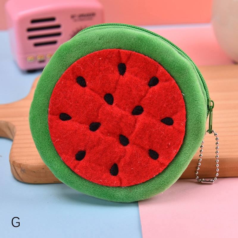 Women Kids Cute Watermelon Coin Purse Lovely Plush Zipper Coin Wallet Purse Key Bag