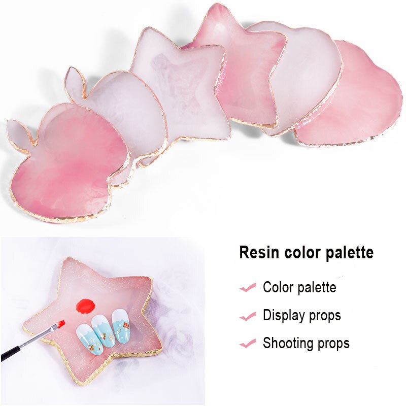 Natural Resin Stone Luxury Nail Art Palette Mix Color Drawing Pallet Gel