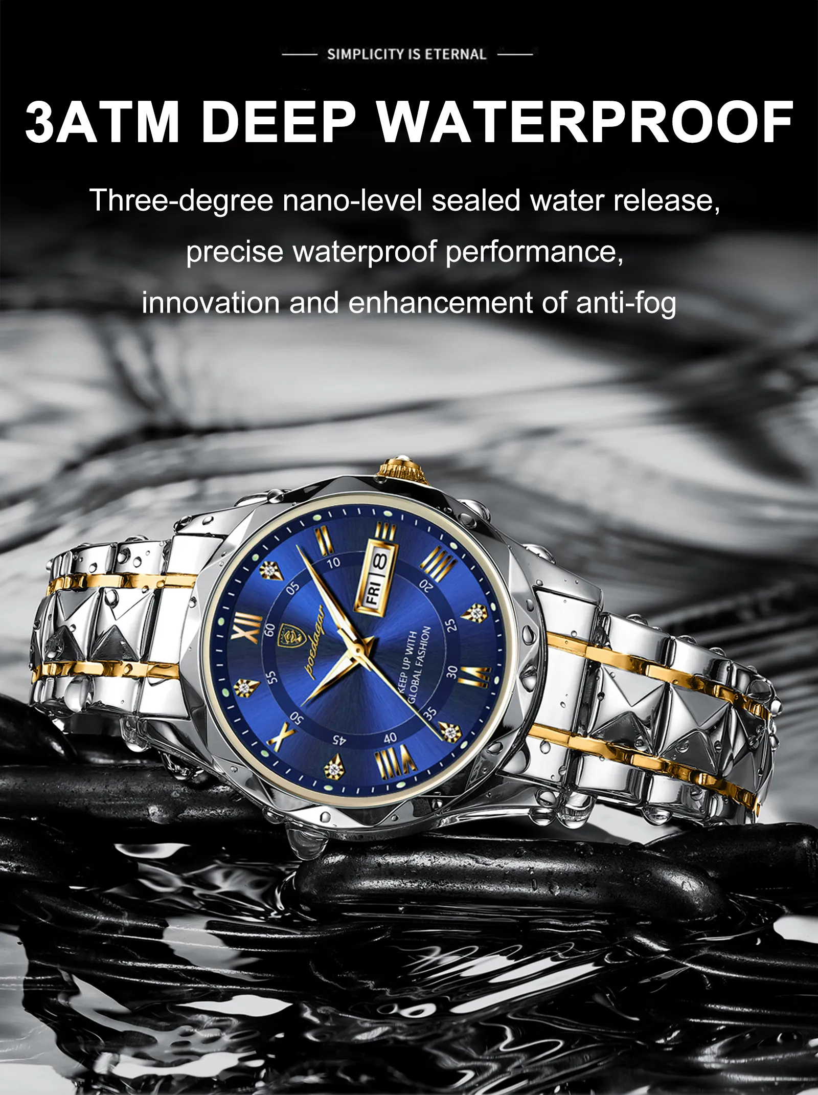 POEDAGAR Top Brand Luxury Man Wristwatch Waterproof