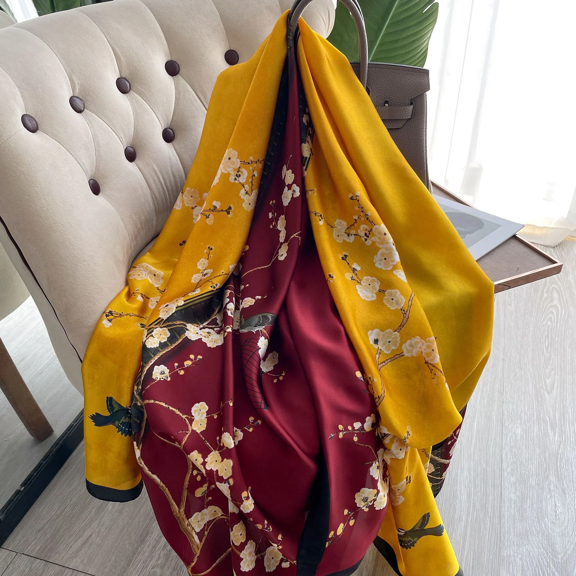 180*90cm Large Silk Satin Scarf Hijab