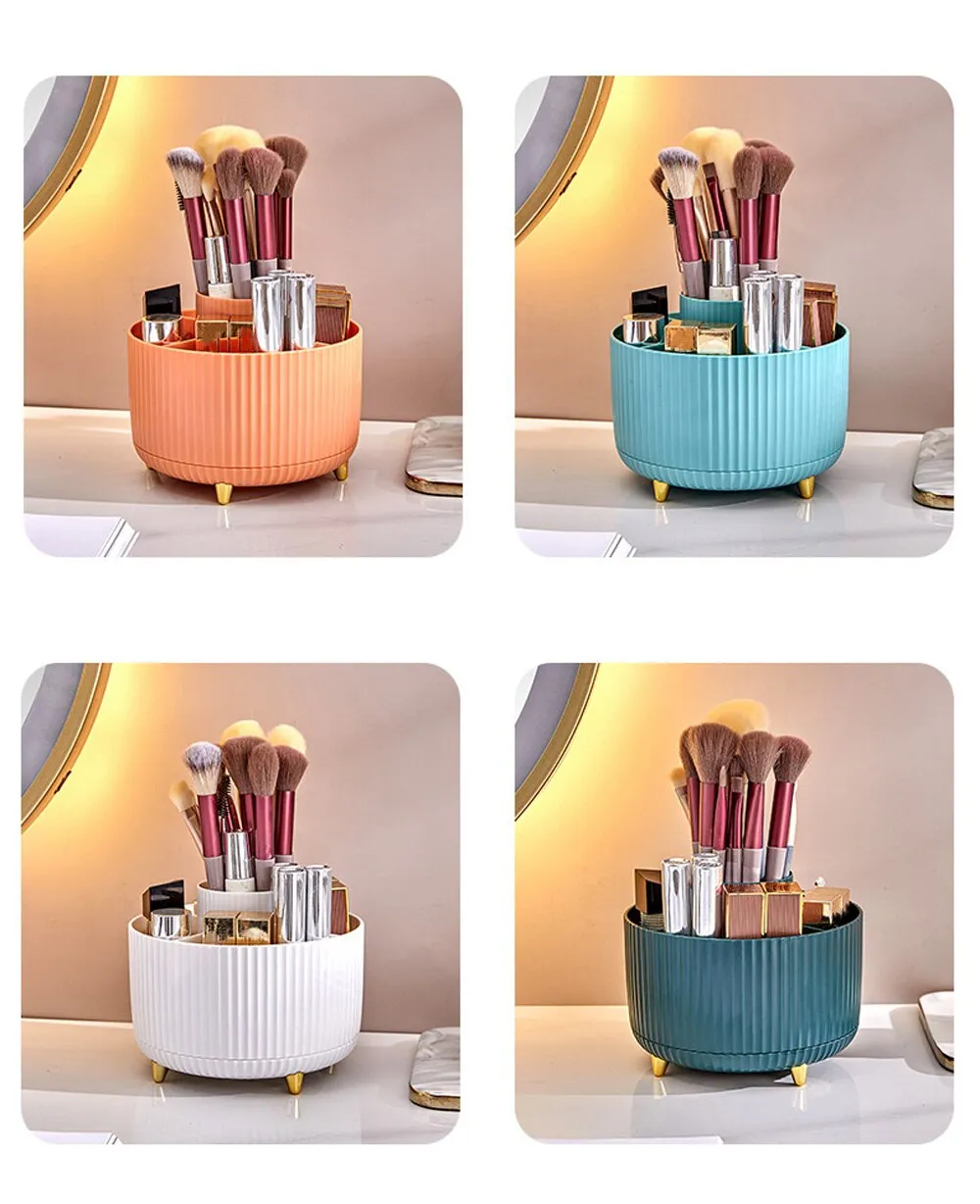 360°Rotating Desktop Makeup Brushes Organizer Cosmetic Storage Box