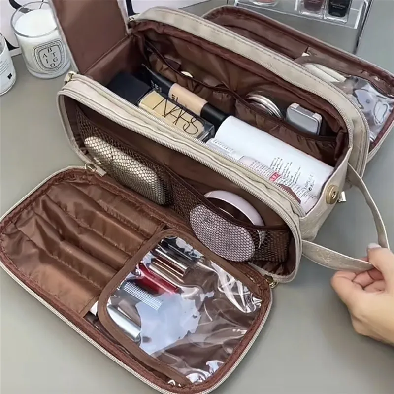 New Large Capacity PU Leather Travel Cosmetic Bag