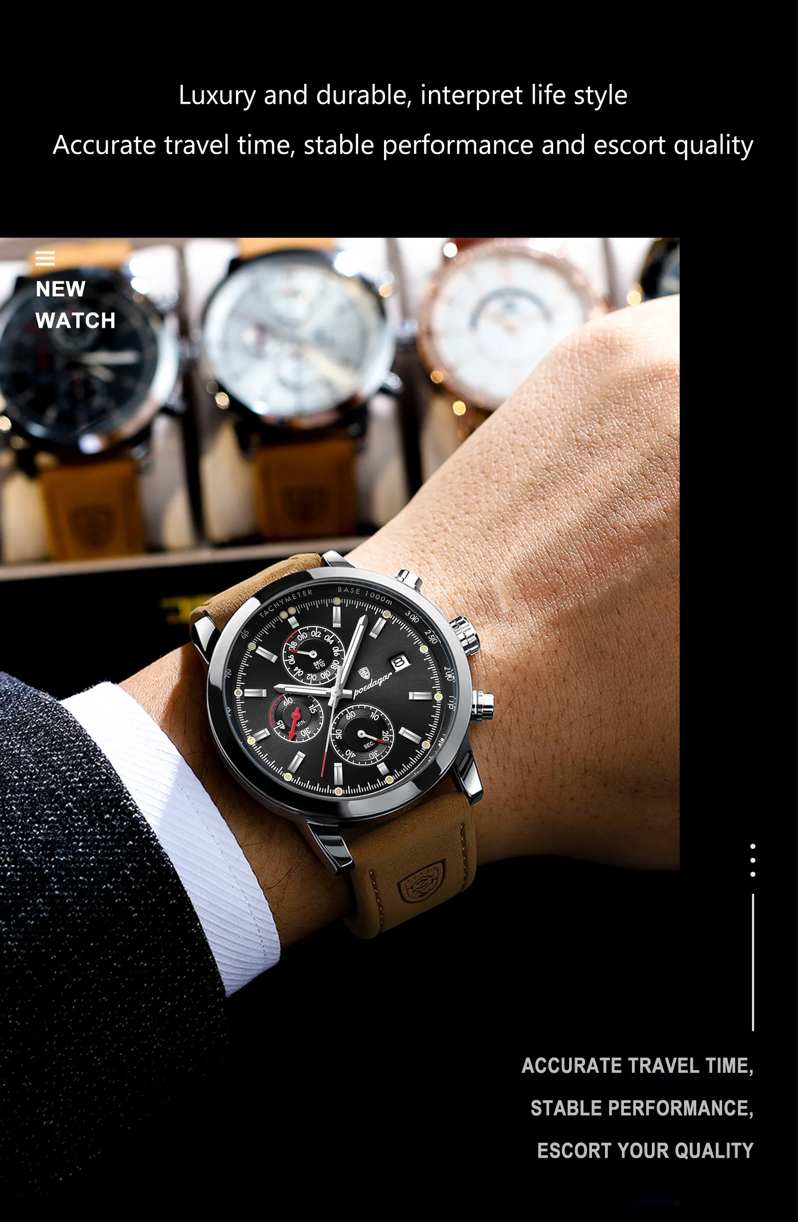 POEDAGAR Luxury Wristwatch for Man Waterproof