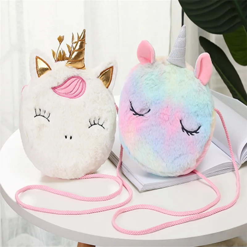 Multi-Designs, New Lady's Fluffy Unicorn Plush Satchel -  Cute Messenger BAG