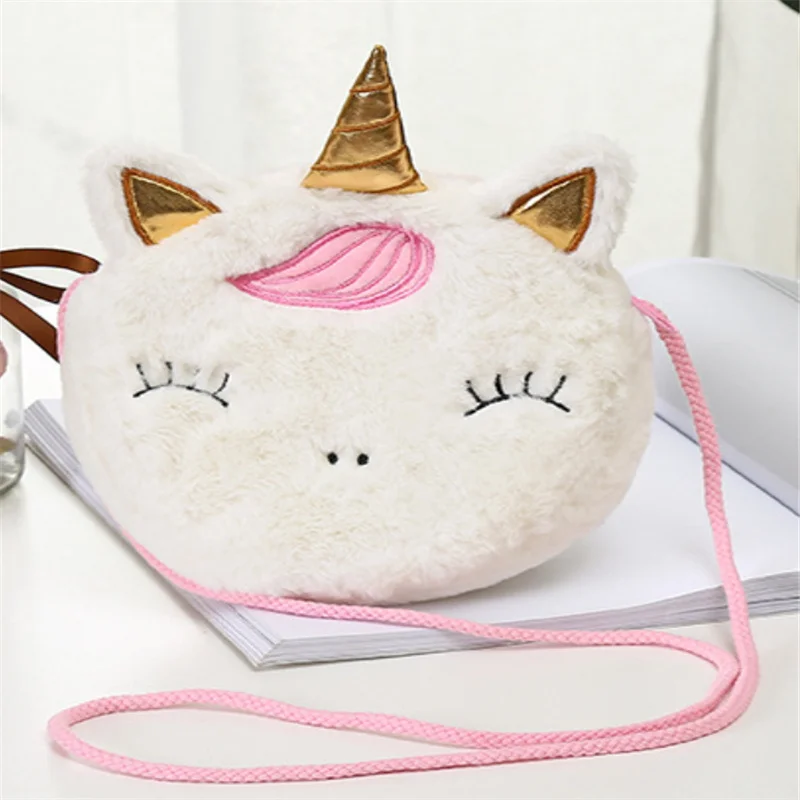 Multi-Designs, New Lady's Fluffy Unicorn Plush Satchel -  Cute Messenger BAG